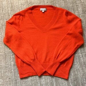 J Crew cashmere v neck sweater, orange, size S small